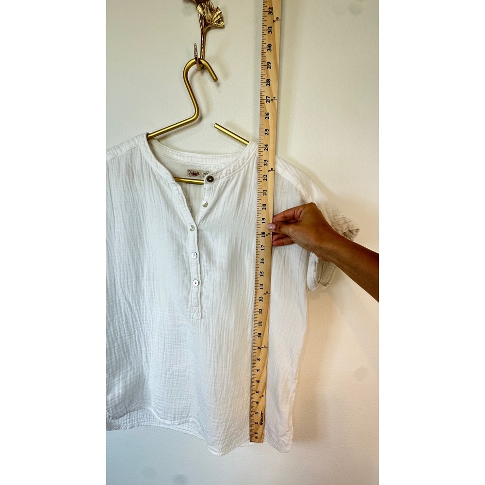 Faherty Isha Top XS White Organic Cotton Gauze Coastal Beachy - Picture 7 of 8